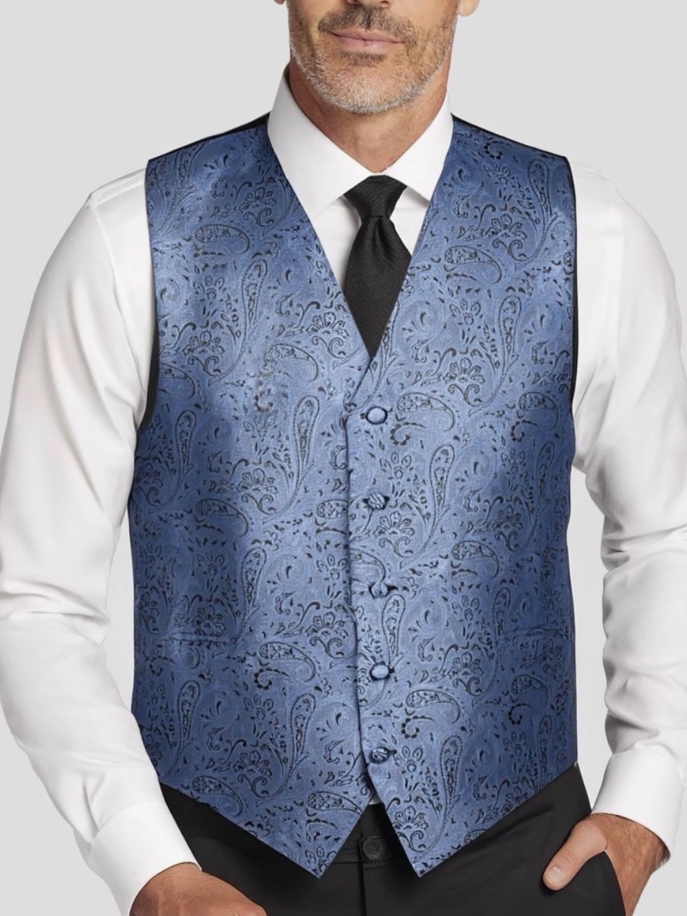 NWT Men’s Steel Blue Paisley Men's Dress Vest Tuxedo